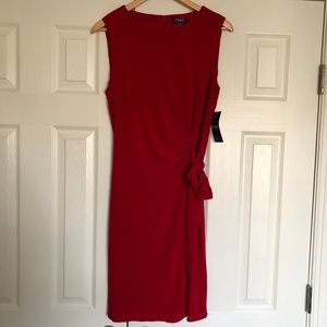 Chaps Red Faux Wrap Dress
